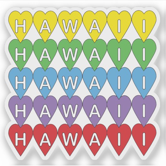 Hawaii Rainbow Hearts Sticker (Voorkant)