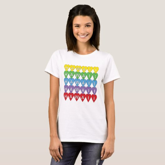 Hawaii Rainbow Hearts T-shirt (Voorkant volledig)