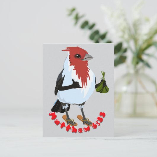 HAWAII RED CRESTED CARDINAL—Bible verse Briefkaart (Staand voorkant)