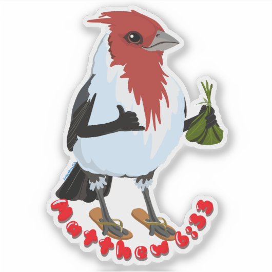 HAWAII RED CRESTED CARDINAL—Bible verse Sticker (Voorkant)
