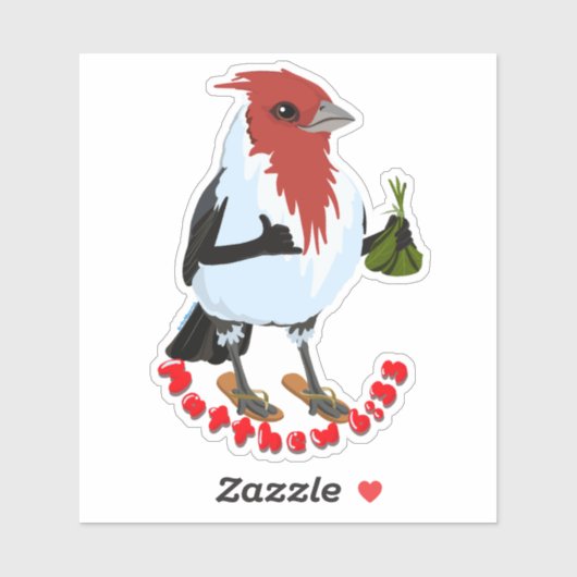 HAWAII RED CRESTED CARDINAL—Bible verse Sticker (Vel)