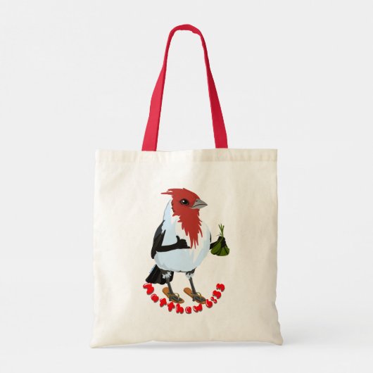HAWAII RED CRESTED CARDINAL—Bible verse Tote Bag (Achterkant)