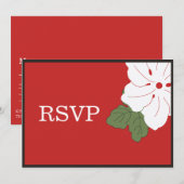 Hawaii Red Floral RSVP kaarten (Voorkant / Achterkant)