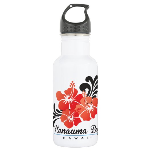 Hawaii Red Hibiscus Flowers Waterfles (Voorkant)