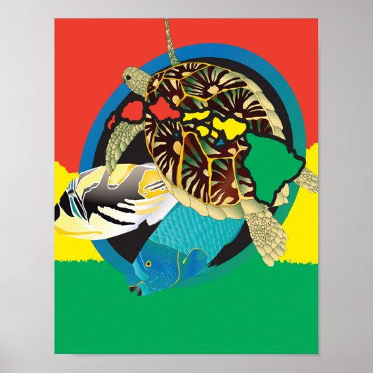Hawaii Reggae Turtle Hawaii Poster (Voorkant)