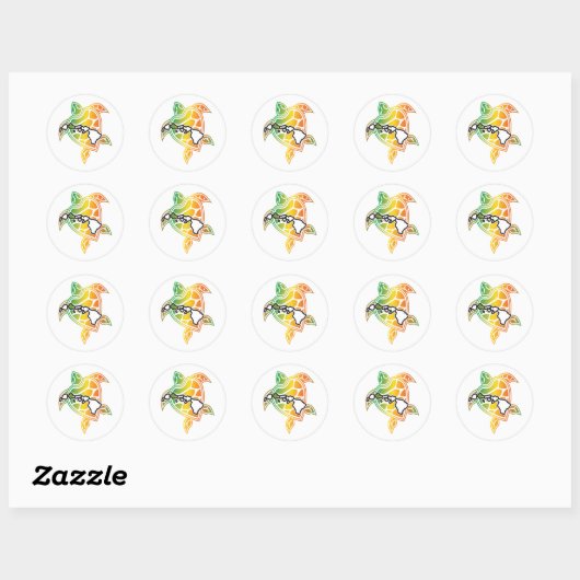 Hawaii Reggae Turtle Ronde Sticker (Vel)