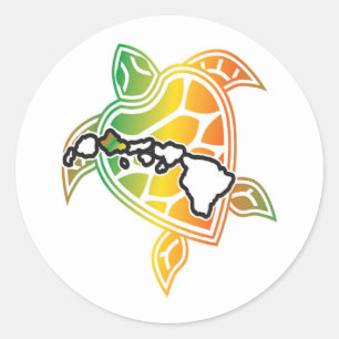 Hawaii Reggae Turtle Ronde Sticker