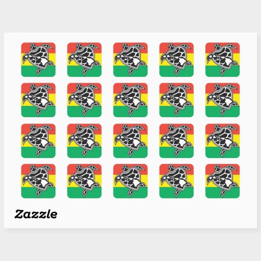 Hawaii Reggae Turtle Vierkante Sticker (Vel)