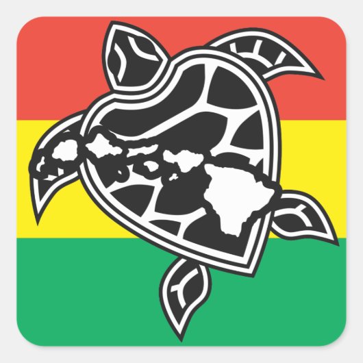 Hawaii Reggae Turtle Vierkante Sticker (Voorkant)