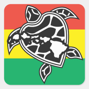 Hawaii Reggae Turtle Vierkante Sticker
