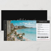 Hawaii Reis Instapkaart Reis Vakantie Ticket (Voorkant / Achterkant)