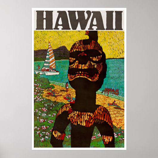 Hawaii Reisposter Hawaiaanse Kunst Kiʻi Print (Voorkant)