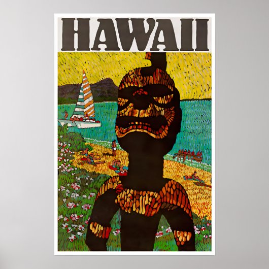 Hawaii Reisposter Hawaiiaanse Kunst Kiʻi Print (Voorkant)