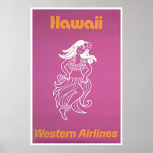 Hawaii Reisposter Hawaiiaanse Kunst Western Airlin Poster