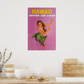 Hawaii Reisposter Kunst Hula Danser Verenigde Prin Poster (Keuken)