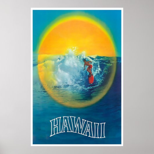 Hawaii Reisposter Surf Art Hawaiaanse Print (Voorkant)