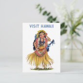  Hawaii Retro Hula Dancer Travel Briefkaart (Staand voorkant)