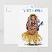  Hawaii Retro Hula Dancer Travel Briefkaart (Voorkant / Achterkant)