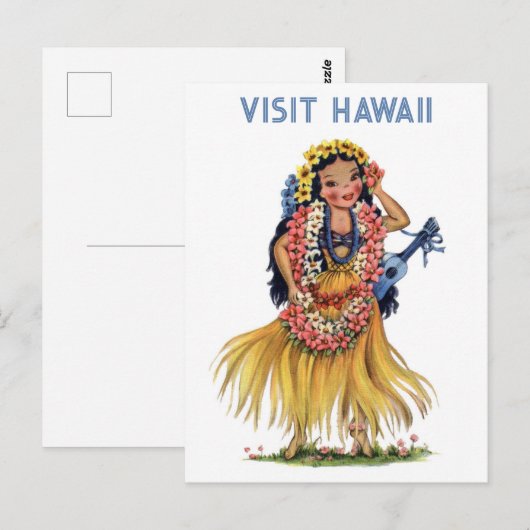 Hawaii Retro Hula Dancer Travel Briefkaart (Voorkant / Achterkant)