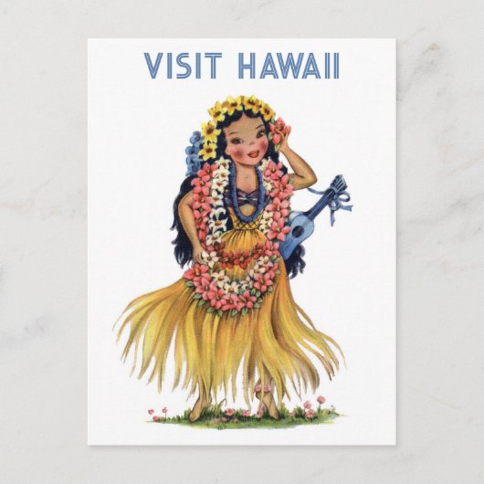  Hawaii Retro Hula Dancer Travel Briefkaart (Voorkant)
