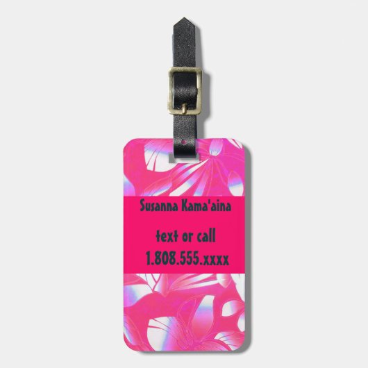 Hawaii Retro Print Pink Bagagelabel (Voorkant verticaal)