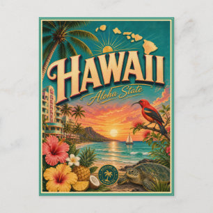 Hawaii Retro Reis Souvenir Prentbriefkaart Briefkaart