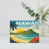 Hawaii Retro Reisposter Briefkaart (Staand voorkant)