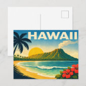 Hawaii Retro Reisposter Briefkaart (Voorkant / Achterkant)