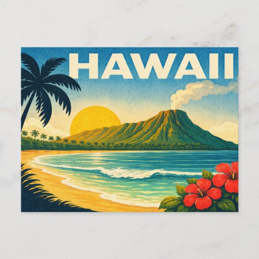Hawaii Retro Reisposter Briefkaart (Voorkant)