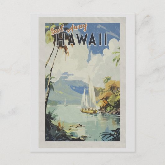 Hawaii Retro Reizen Vaar Weg Briefkaart (Voorkant)