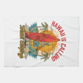 Hawaii roept Maui surfen eiland vibes Theedoek (Horizontaal)