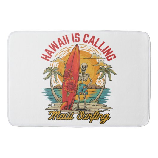 Hawaii Roept Maui Surfers Eiland Vibes Badmat (Voorkant)