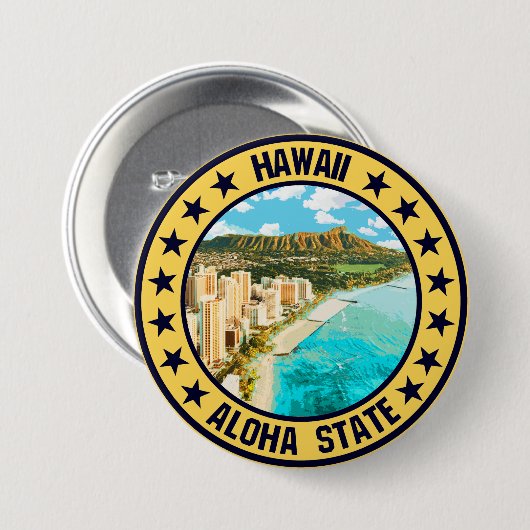 Hawaii Ronde Button 7,6 Cm (Voorkant /achterkant)