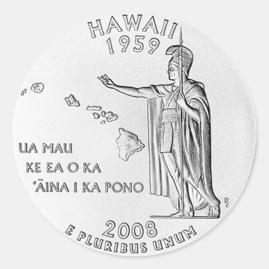 Hawaii Ronde Sticker (Voorkant)