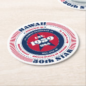 Hawaii rood wit blauw typografie ronde kartonnen onderzetter (Gebogen)