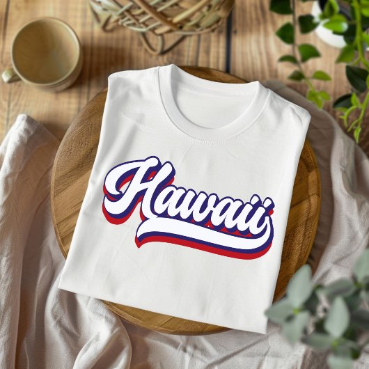 Hawaii Rood Wit en Blauw  Script T-shirt