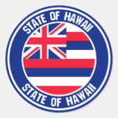 Hawaii Round Emblem Ronde Sticker (Voorkant)
