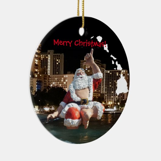 Hawaii Santa- en Hawaii-eilanden Keramisch Ornament (Rechts)