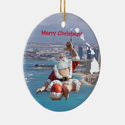 Hawaii Santa en Honolulu Keramisch Ornament (Rechts)