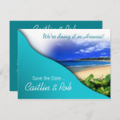 Hawaii Save The Date (aqua oceaan) Aankondigingskaart (Voorkant / Achterkant)