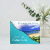 Hawaii Save The Date (aqua oceaan) Aankondigingskaart (Staand voorkant)