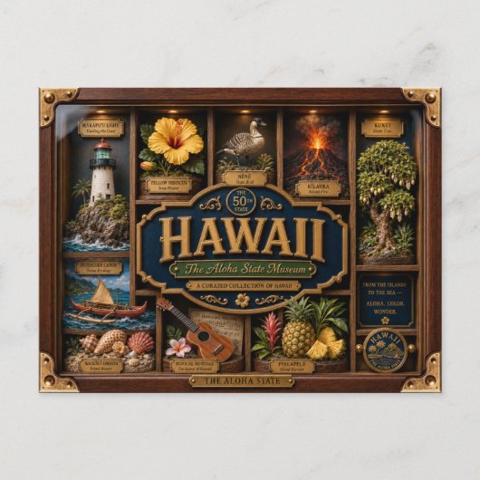 Hawaii-schaduwdoos 3D figuur staat Briefkaart (Voorkant)