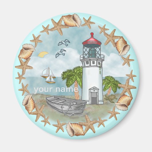Hawaii Schelpen Vuurtoren magneet (Voorkant)