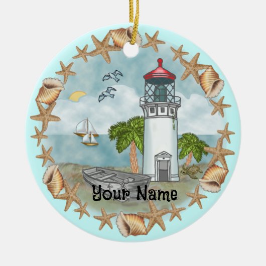 Hawaii Schelpen Vuurtoren Ornament (Voorkant)