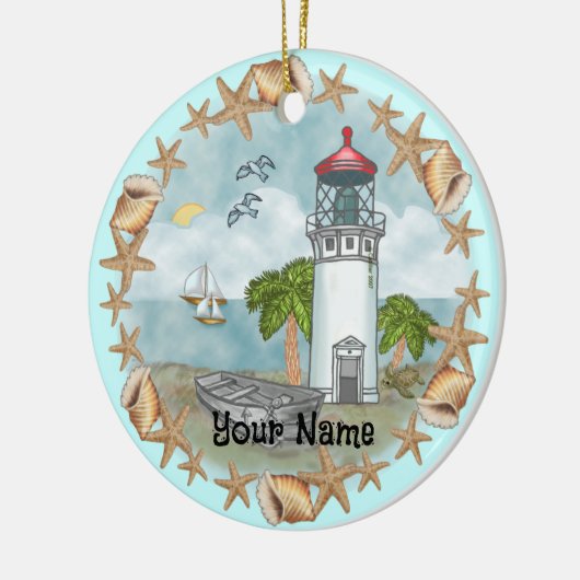 Hawaii Schelpen Vuurtoren Ornament (Links)