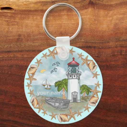 Hawaii Schelpen Vuurtoren sleutelhanger (Voorkant)