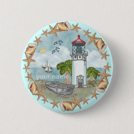 Hawaii Schelpen Vuurtoren speldje (Voorkant)