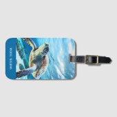 Hawaii Schildpad Honu Foto Monogram Bagagelabel (Voorkant (horizontaal))