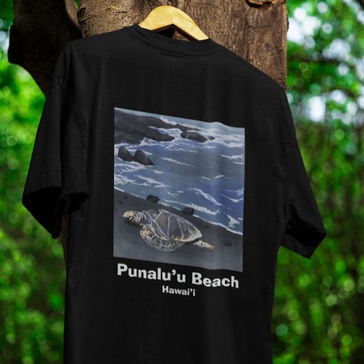 Hawaii Sea Turtle on Black Sand Beach T-Shirt