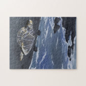 Hawaii Sea Turtle on Black Sand Beach T-Shirt Legpuzzel (Horizontaal)